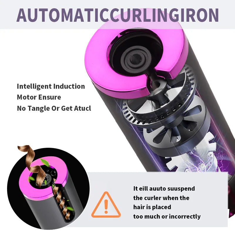 "Cordless Automatic Hair Curler - Fast Heat & Adjustable Temp"