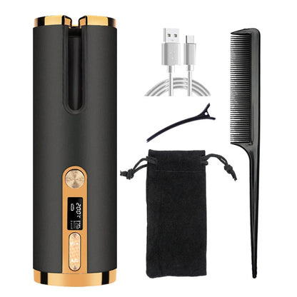 "Cordless Automatic Hair Curler - Fast Heat & Adjustable Temp"